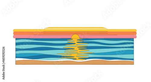 Vibrant Sunset Over Ocean Water with Light Reflecting on Beach in a Serene and Peaceful Colorful Scene