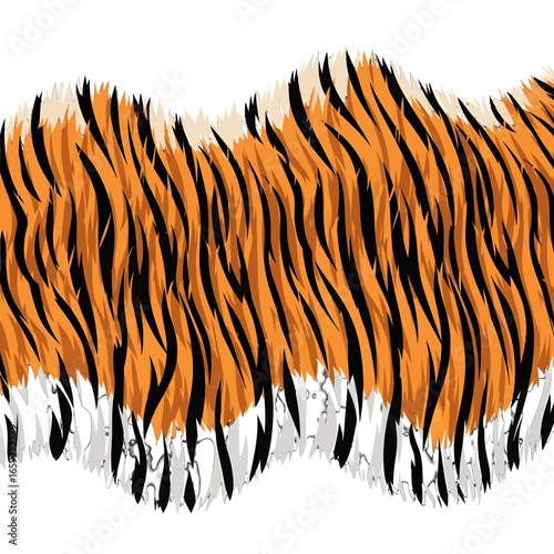 Abstract Tiger Stripes Fur Pattern In Orange and Black on White Background