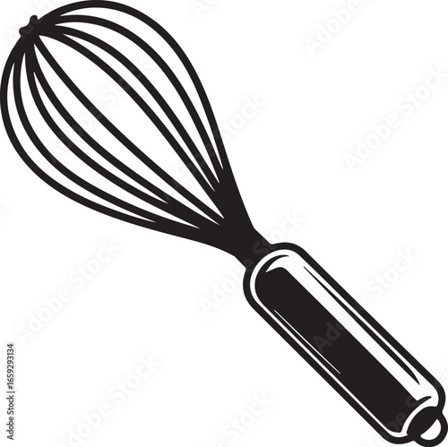 Classic Wire Whisk Vector Illustration for Culinary and Baking Needs