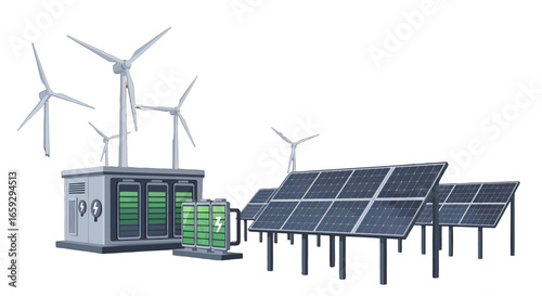 Pixelated Solar Panels and Wind Turbines Generating Green Energy with Battery Storage System for Sustainable Power Generation and Clean Future