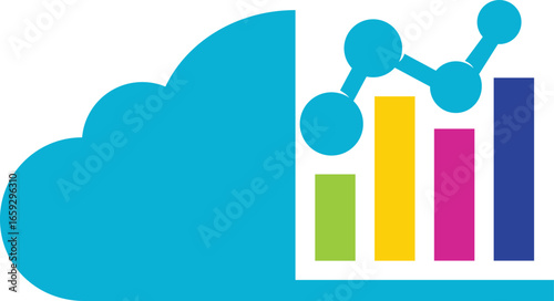 Modern graphic illustration of cloud computing and data analytics, depicting insightful business intelligence, strategic growth, and digital innovation for a connected world.