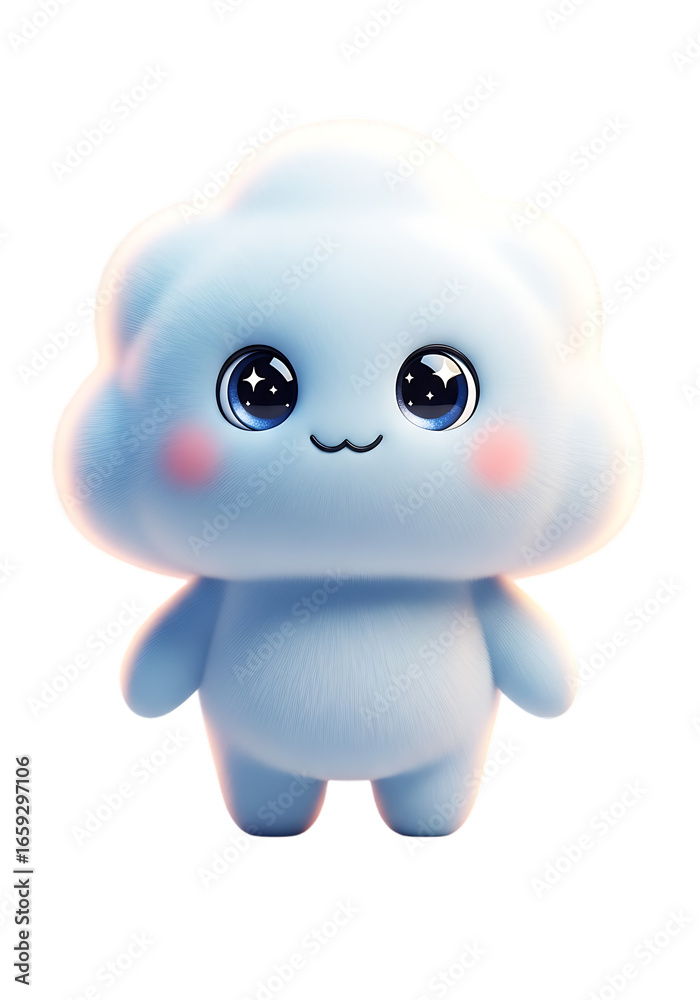 Cute kawaii cloud character illustration, isolated on transparent background Cute kawaii cloud character illustration, isolated on transparent background
