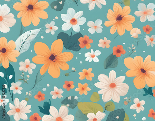 Beautiful and Aesthetic Summer Flower Cartoon Illustration background.