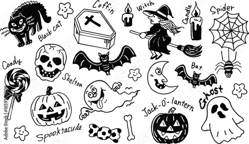 落書き風のハロウィーンのイラストセット