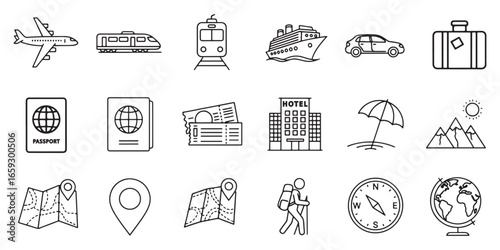 Icon set with different symbols for business, finance, and web services
