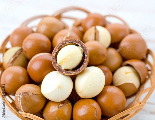 Macadamia nuts in a basket