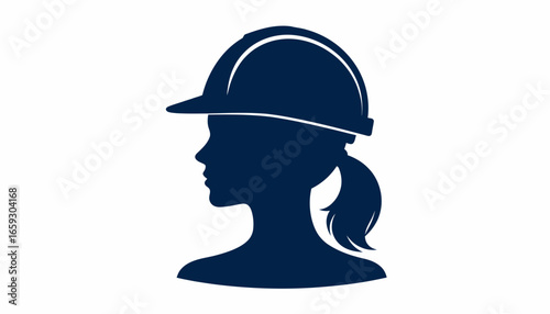Silhouette of a Woman Wearing a Hard Hat, Representing Safety and Construction Careers