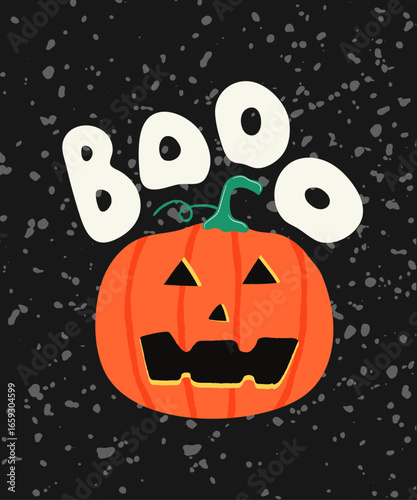 Halloween Pumpkin Boo Vector Illustration 