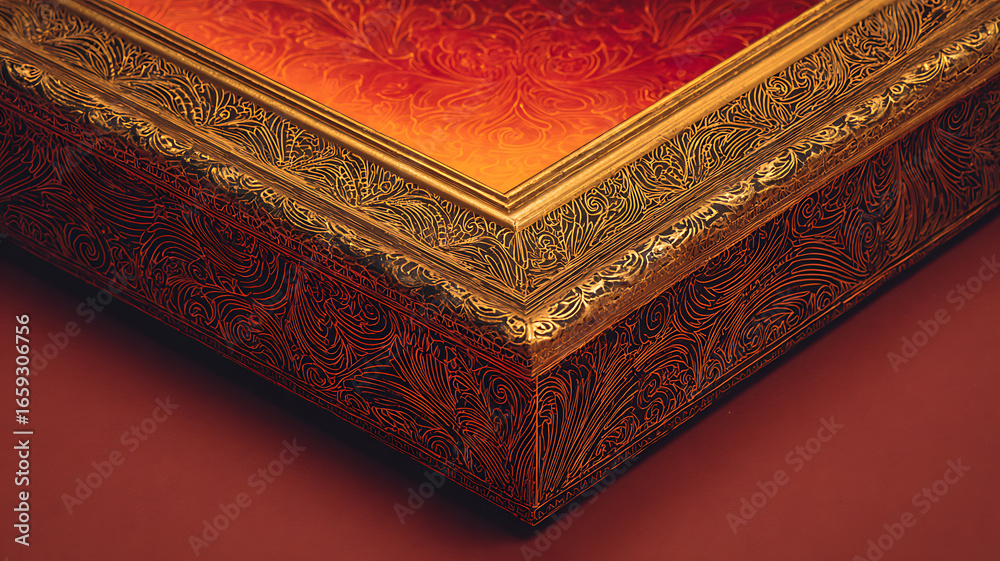 Fototapeta premium Abstract Art with Golden Frame and Colorful Explosion