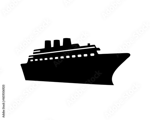 Silhouette of a large cruise ship symbolizing travel, leisure and vacation