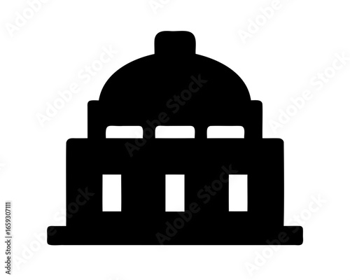 Stylized depiction of a government building, capitol building, or political institution