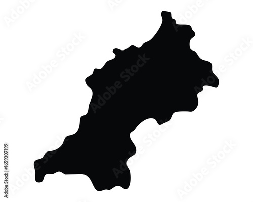 Silhouette image depicts the geographical boundaries of a landmass or island