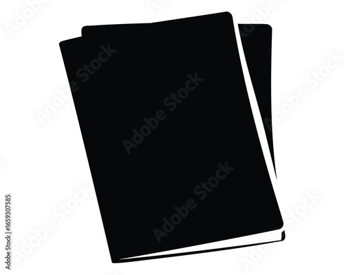 Two black books are stacked on top of each other diagonally here