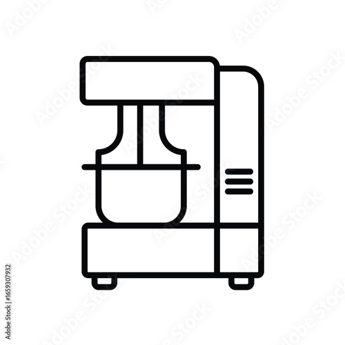 Black and white illustration of a modern kitchen mixer appliance design