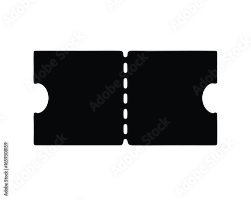 Isolated Black Ticket Silhouette, Ready to be customized for any event