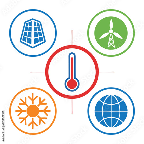 Climate change infographic template with global warming data and icons isolated on white background