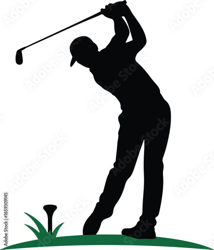 Golfer abstract silhouette, front view. Golf logo