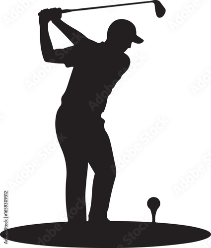 Golfer abstract silhouette, front view. Golf logo