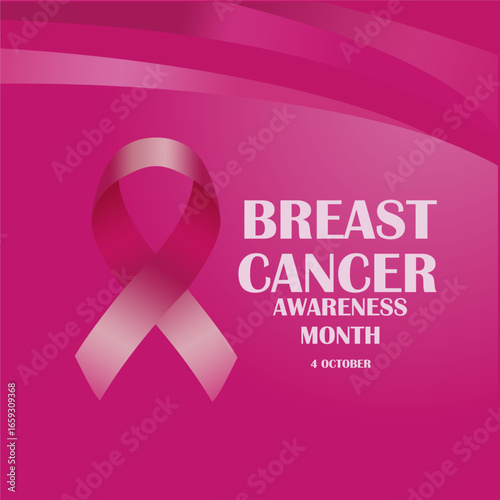 October breast cancer awareness month background with pink ribbon symbol, vector design. Healthcare and medicine concept. Great for banners, posters, cards and social media.