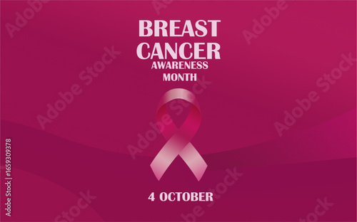 October breast cancer awareness month background with pink ribbon symbol, vector design. Healthcare and medicine concept. Great for banners, posters, cards and social media.