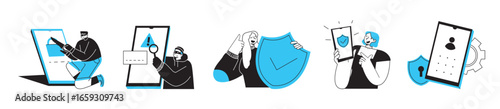 Mobile Cyber Security and Online Privacy Flat Illustration