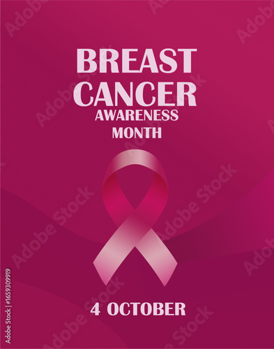 October breast cancer awareness month background with pink ribbon symbol, vector design. Healthcare and medicine concept. Great for banners, posters, cards and social media.