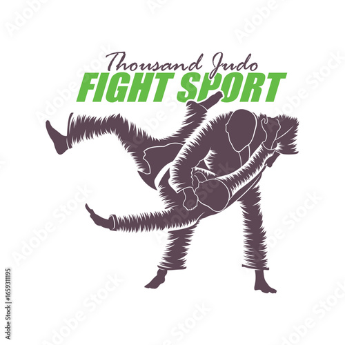 Judo Fighter logo design vector. Silhouette Judo Fighter Template Illustration