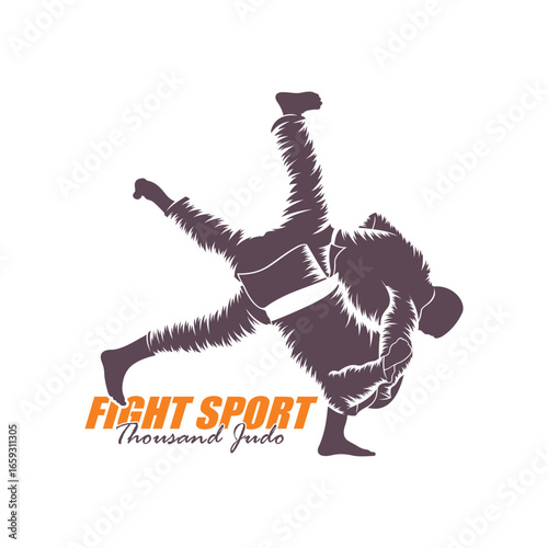 Judo Fighter logo design vector. Silhouette Judo Fighter Template Illustration