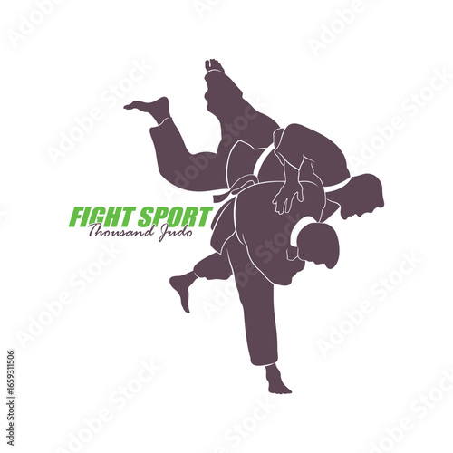 Judo Fighter logo design vector. Silhouette Judo Fighter Template Illustration