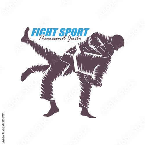Judo Fighter logo design vector. Silhouette Judo Fighter Template Illustration