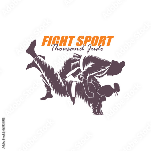 Judo Fighter logo design vector. Silhouette Judo Fighter Template Illustration