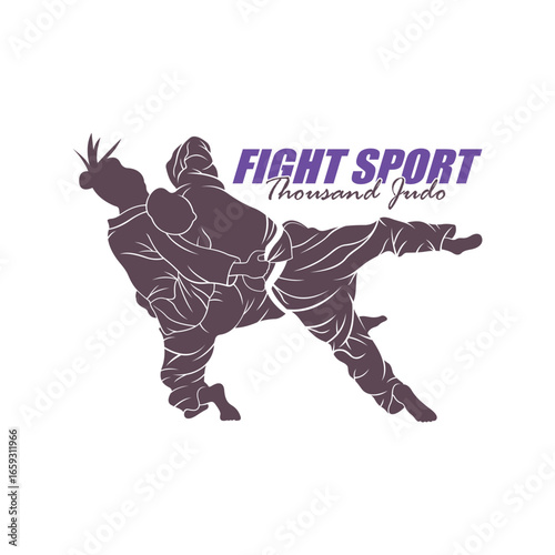 Judo Fighter logo design vector. Silhouette Judo Fighter Template Illustration