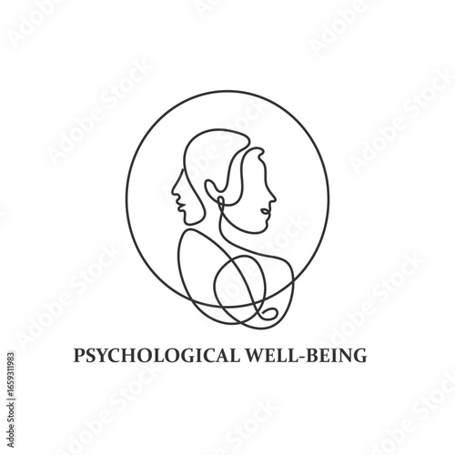  Two Faces Concept for Psychology Mental Health Therapy Brand Identity. A human head symbolizing mental health support, therapy, psychological recovery, and emotional well-being isolated vector.