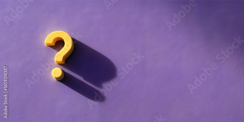 Yellow Question Mark on Purple Textured Background