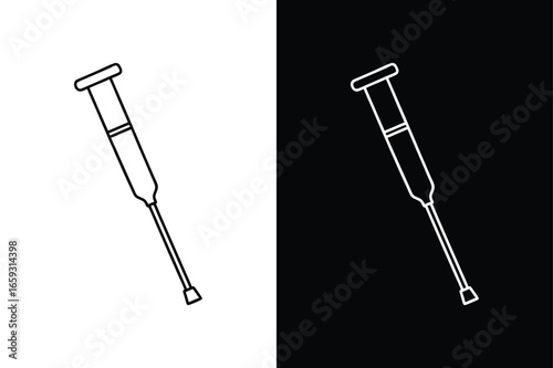 Medical Crutches Line Art Icon. Modern Vector Symbol for Healthcare
