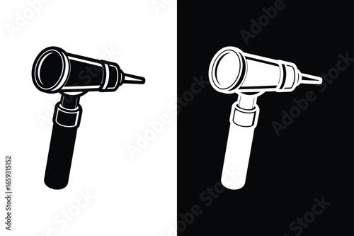 Otoscope Silhouette Vector Design. Minimal Medical Tool Icon Template