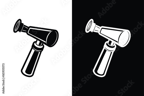 Simple Otoscope Ear Tool Icon. Clean Black and White Vector Symbol