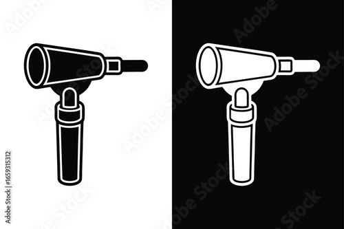Otoscope Icon Silhouette Vector. Simple Black and White Medical Tool Design