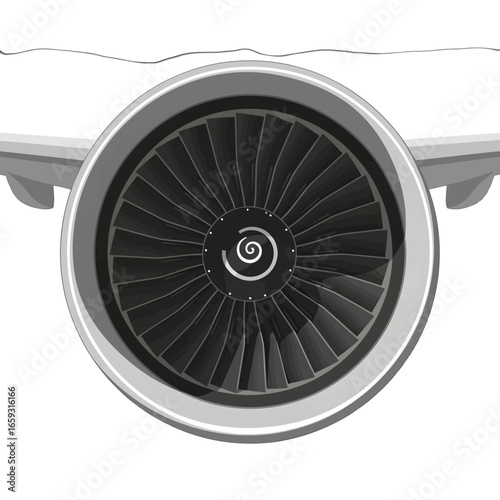Detailed View of Airplane Engine with Gray Wing Structure Aerospace Technology and Aviation Engineering
