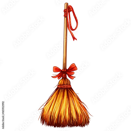 christmas broom, decoration, christmas, festival, vector, transparent background, xmas, winter, celebration, present, ornament, isolated