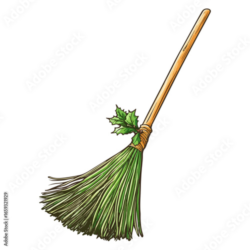 christmas broom, decoration, christmas, festival, vector, transparent background, xmas, winter, celebration, present, ornament, isolated
