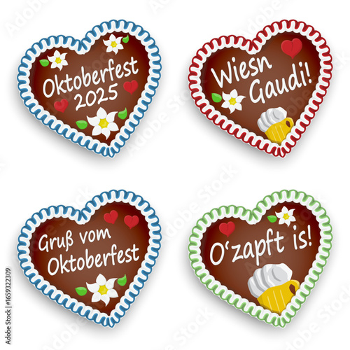 four gingerbread hearts Oktoberfest 2025