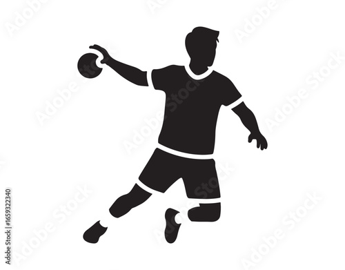 Handball icon represented as a glyph. A game contested between two teams. Involves a ball and gameplay. Players utilize their hands to strike the ball. Concept of athletic competition.