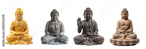 Wallpaper Mural Set of Buddha Statue Isolated on Transparent Background. PNG. Generated AI Torontodigital.ca