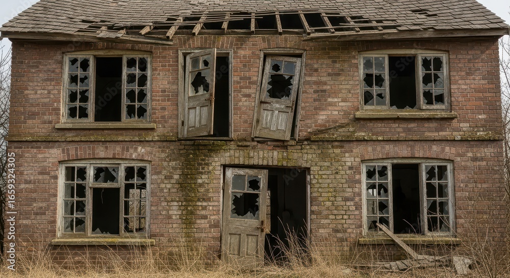 custom made wallpaper toronto digitalAbandoned old house with broken windows and doors