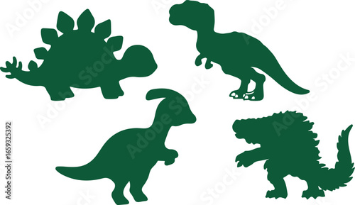 Dinosaur silhouette vector, green dinosaur clipart, prehistoric animal icon, jurassic reptile silhouette, dinosaur t rex design, triceratops brontosaurus shape, kids dinosaur art, dinosaur logo templa