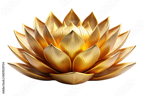 Golden lotus radiance isolated on white background