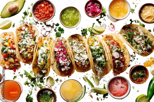 Wallpaper Mural Assorted tacos with various toppings and sauces Torontodigital.ca