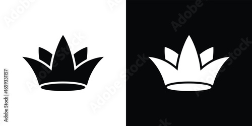 Crown Royalty Symbol Icon, Black and White Queen Kingdom Monarch Imperial
