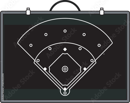 Baseball field strategy board vector with diamond layout and field positions. Perfect for coaching tools, team planning, sports diagrams, training visuals, and baseball instructional design.